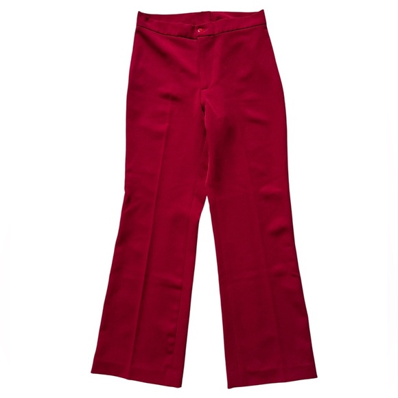 Red Pantsuit Set Sz M Wide Leg Work Office Chic Business Casual Suit - Picture 8 of 8